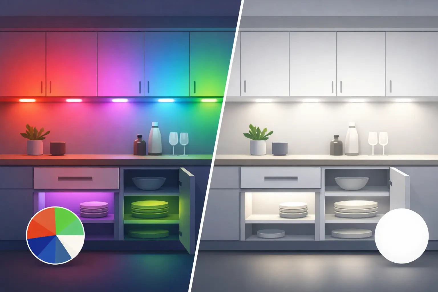 RGBW vs White Cabinet Lighting