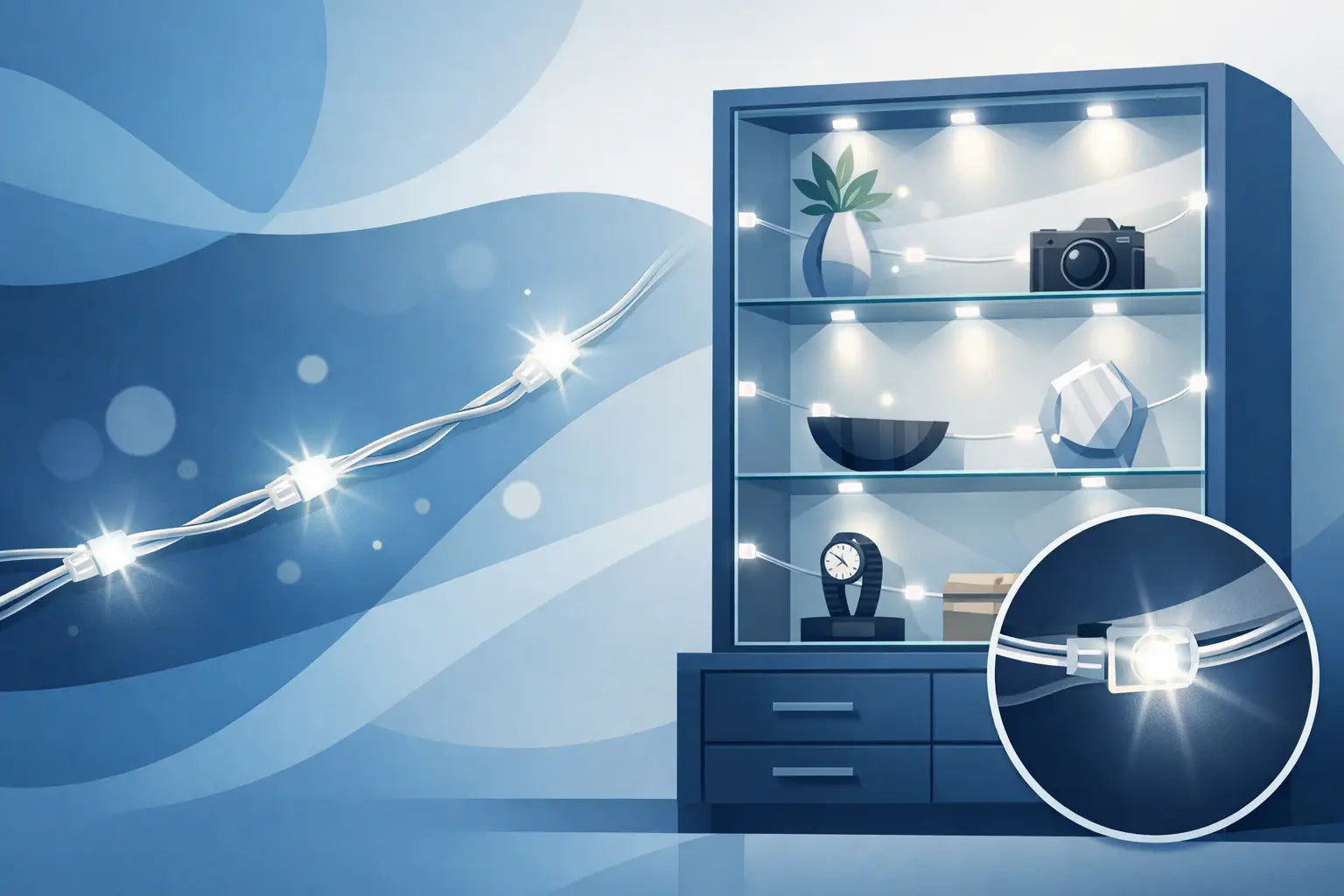 Clear Wire LED Lights for Display Cabinets