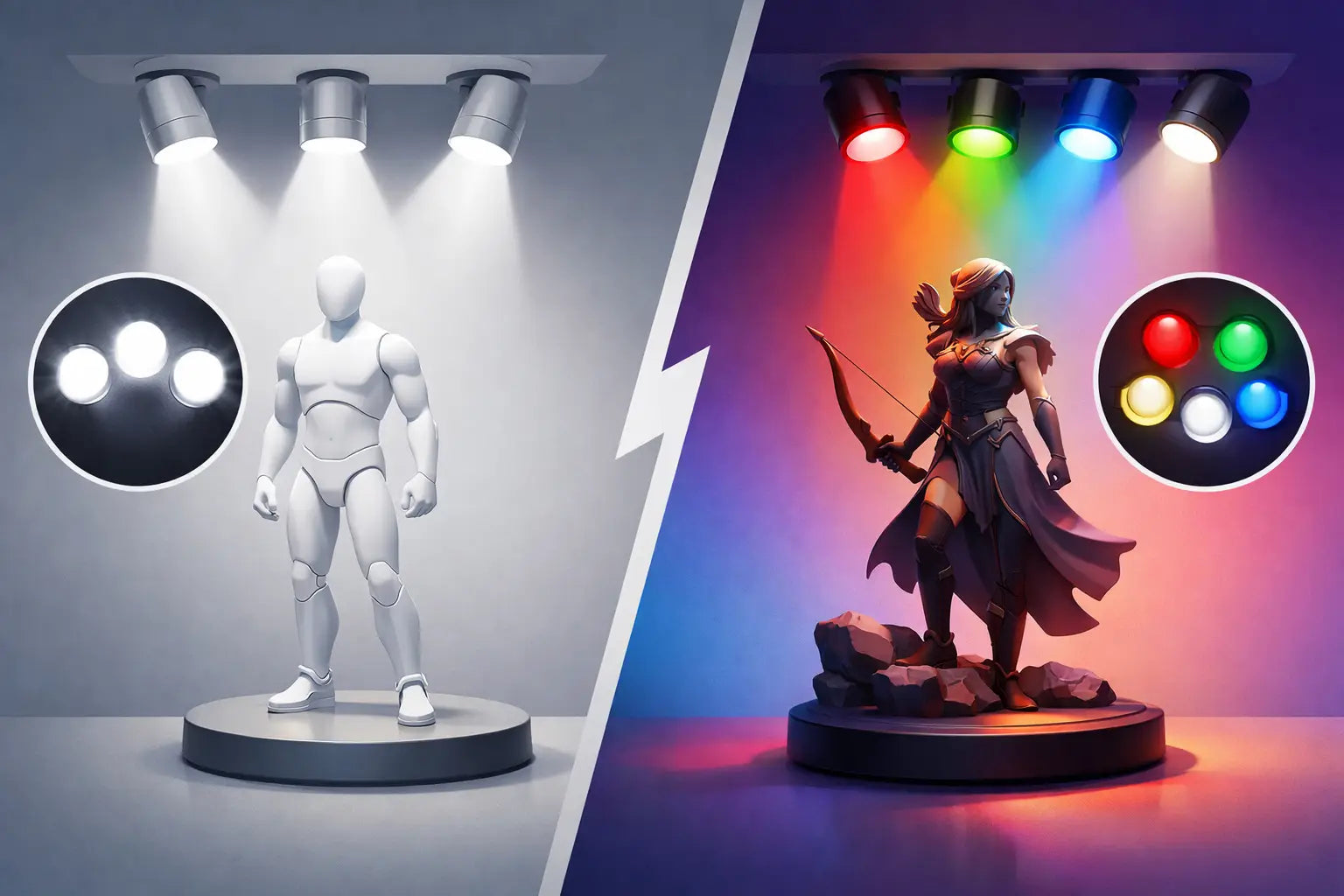 White LEDs vs RGBW for Figures - Which Fits?